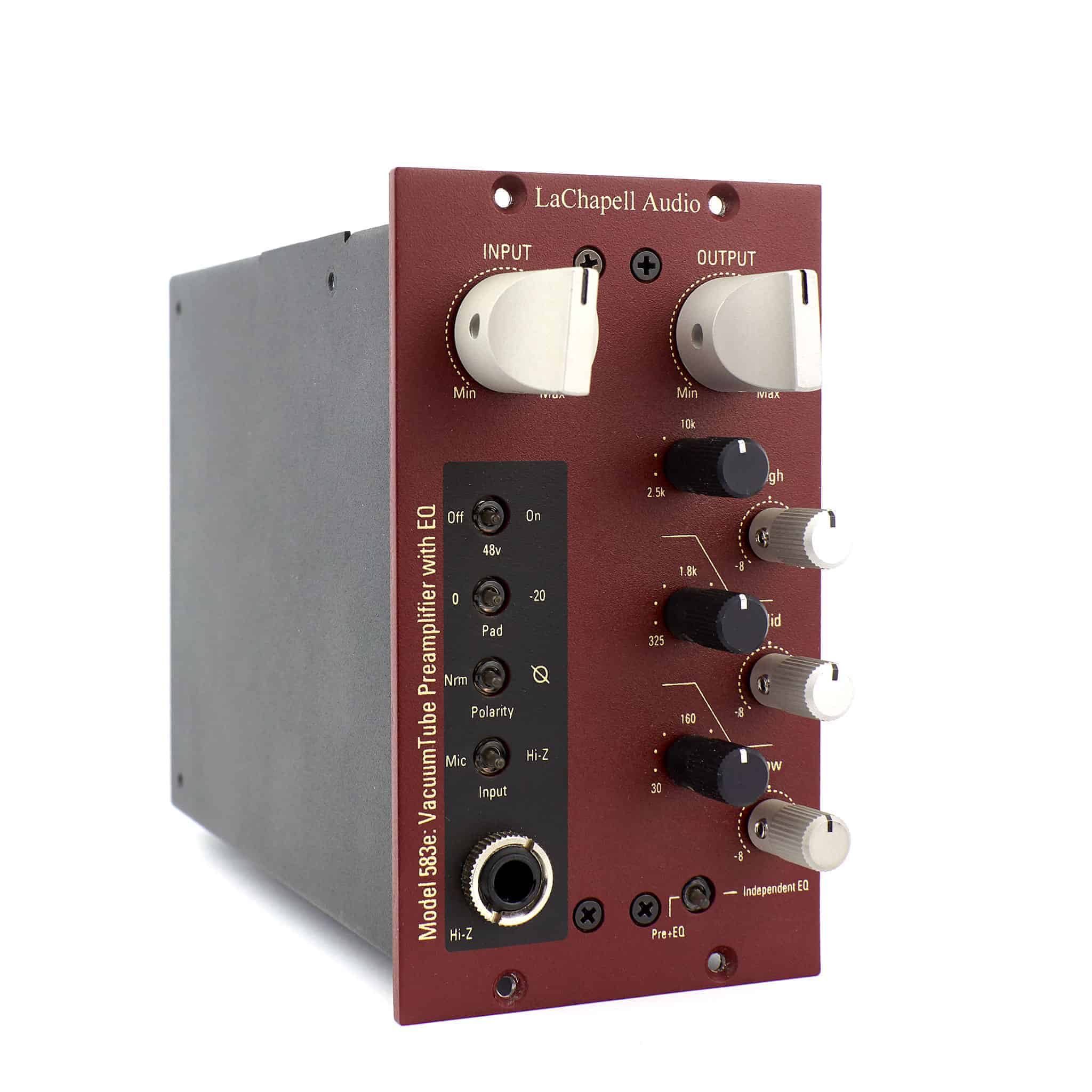 LaChapell Audio 583e 500 series tube preamp with integrated EQ angle image
